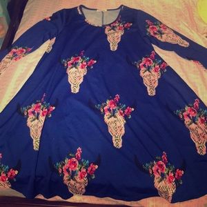 Steer skull floral dress